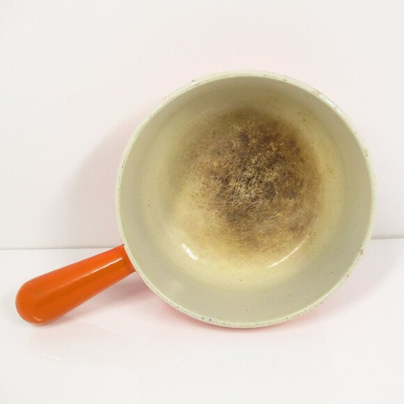 Vintage Le Creuset Cast Enamel Orange Pot Sauce Pan #18 NO Lid 7" - Picture 5 of 6